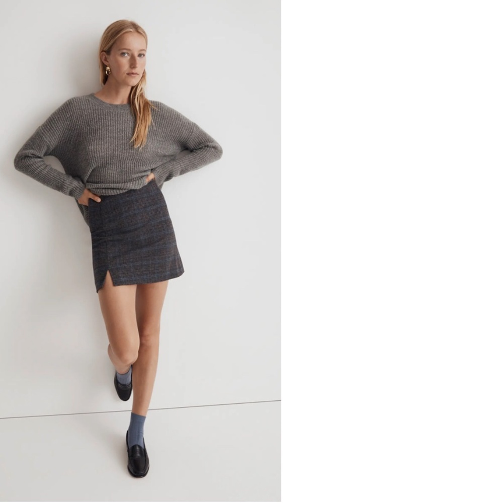 Madewell Women's Wool-Blend Mini Skirt in Plaid - 0